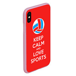 Чехол iPhone XS Max матовый Keep Calm & Love Volleyball, цвет: 3D-розовый — фото 2