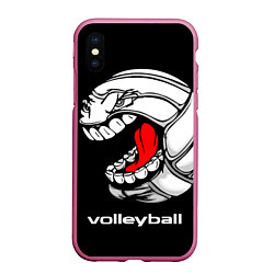 Чехол iPhone XS Max матовый Волейбол 25, цвет: 3D-малиновый