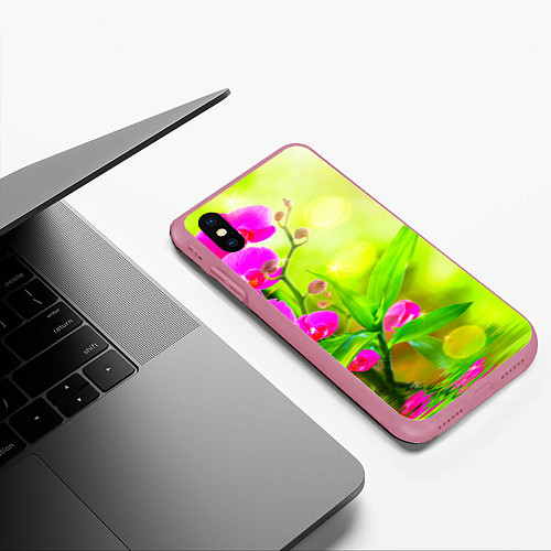 Чехол iPhone XS Max матовый Цветы / 3D-Малиновый – фото 3