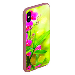 Чехол iPhone XS Max матовый Цветы, цвет: 3D-малиновый — фото 2