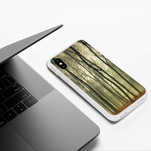 Чехол iPhone XS Max матовый Чарующий лес / 3D-Белый – фото 3