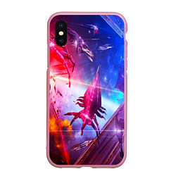 Чехол iPhone XS Max матовый Mass effect, цвет: 3D-розовый