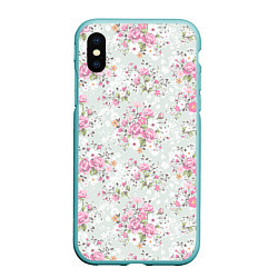 Чехол iPhone XS Max матовый Flower pattern, цвет: 3D-мятный