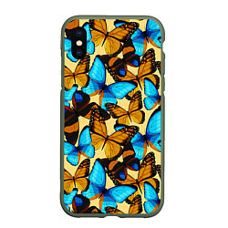 Чехол iPhone XS Max матовый Бабочки, цвет: 3D-темно-зеленый