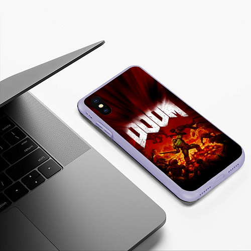Чехол iPhone XS Max матовый DOOM: 2016 / 3D-Светло-сиреневый – фото 3
