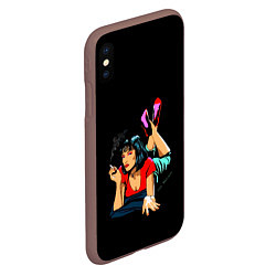 Чехол iPhone XS Max матовый Pulp Fiction: Mia Wallace, цвет: 3D-коричневый — фото 2