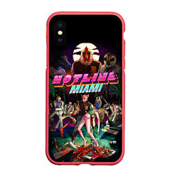Чехол iPhone XS Max матовый Hotline Miami, цвет: 3D-красный