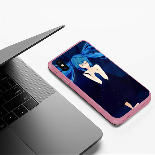 Чехол iPhone XS Max матовый Мику под водой / 3D-Малиновый – фото 3