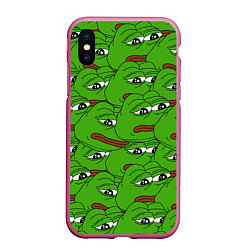 Чехол iPhone XS Max матовый Sad frogs, цвет: 3D-малиновый