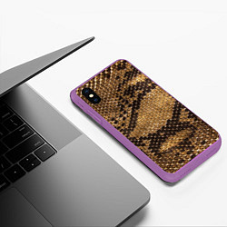 Чехол iPhone XS Max матовый Змеиная кожа, цвет: 3D-фиолетовый — фото 2