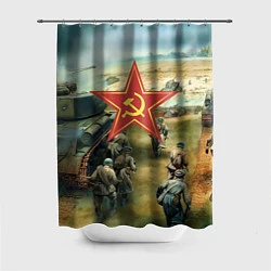 Шторка для душа Наступление советской армии, цвет: 3D-принт