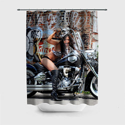 Шторка для душа Sexy biker girl, цвет: 3D-принт