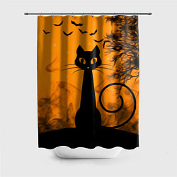 Шторка для душа Halloween Cat, цвет: 3D-принт