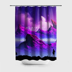 Шторка для душа No Man's Sky: Neon Mountains, цвет: 3D-принт
