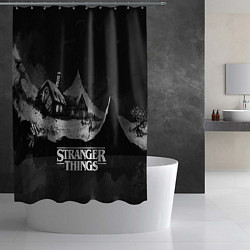 Шторка для душа Stranger Things: Black Hut, цвет: 3D-принт — фото 2
