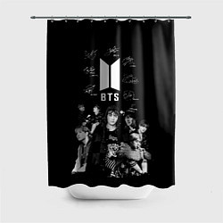Шторка для душа BTS плакат с автографами, цвет: 3D-принт