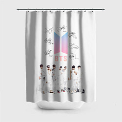 Шторка для душа BTS белый постер, цвет: 3D-принт