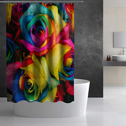 Шторка для душа Разноцветные розы, цвет: 3D-принт — фото 2