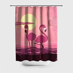 Шторка для душа Фламинго, цвет: 3D-принт