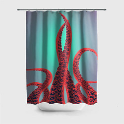 Шторка для душа Красные щупальца осминога, цвет: 3D-принт