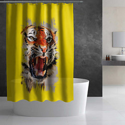 Шторка для душа Оскал тигра, цвет: 3D-принт — фото 2