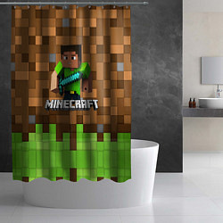 Шторка для душа Minecraft logo heroes, цвет: 3D-принт — фото 2