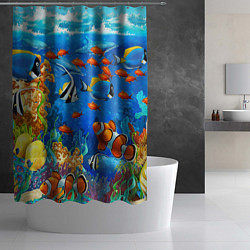 Шторка для душа Коралловые рыбки, цвет: 3D-принт — фото 2