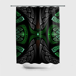 Шторка для душа Серо-Зеленые Узоры, цвет: 3D-принт