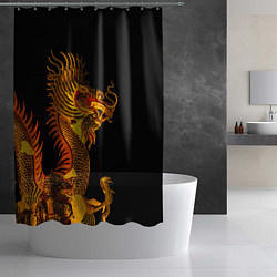 Шторка для душа Золотой китайский дракон, цвет: 3D-принт — фото 2