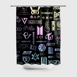 Шторка для душа K-pop лого исполнителей, цвет: 3D-принт