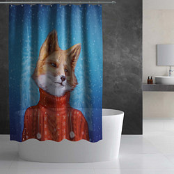 Шторка для душа НОВОГОДНИЙ ЛИС CHRISTMAS FOX, цвет: 3D-принт — фото 2