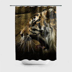 Шторка для душа Зевающий тигр, цвет: 3D-принт