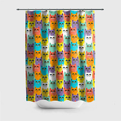 Шторка для душа Разноцветные Мультяшные Котики, цвет: 3D-принт