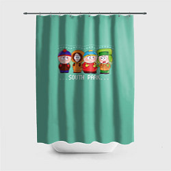 Шторка для душа South Park - Южный парк Кенни, Кайл, Эрик и Стэн, цвет: 3D-принт