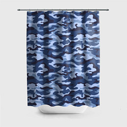Шторка для душа Синий Камуфляж Camouflage, цвет: 3D-принт