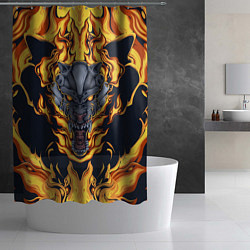 Шторка для душа Маска тигра в огне, цвет: 3D-принт — фото 2