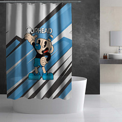 Шторка для душа Cuphead синяя чашечка, цвет: 3D-принт — фото 2