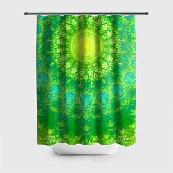Шторка для душа Желто-зеленая мандала, цвет: 3D-принт