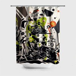 Шторка для душа Cyber pattern Skull Vanguard Fashion, цвет: 3D-принт
