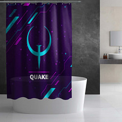 Шторка для душа Символ Quake в неоновых цветах на темном фоне, цвет: 3D-принт — фото 2