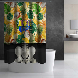 Шторка для душа Тропики Ритм Джунглей Ананасы Кокосы Бананы, цвет: 3D-принт — фото 2