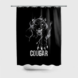 Шторка для душа Cougar on the hunt - Пума на охоте, цвет: 3D-принт