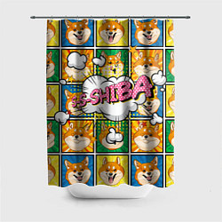 Шторка для душа Pop art shiba inu, цвет: 3D-принт