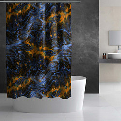 Шторка для душа Оранжево-Синяя Вулканическая Лава, цвет: 3D-принт — фото 2