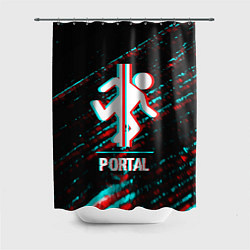 Шторка для душа Portal в стиле Glitch Баги Графики на темном фоне, цвет: 3D-принт