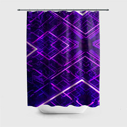 Шторка для душа Неоновые ромбы в абстракции - Фиолетовый, цвет: 3D-принт