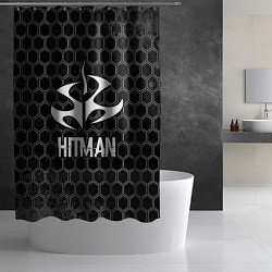 Шторка для душа Hitman Glitch на темном фоне, цвет: 3D-принт — фото 2