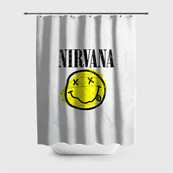 Шторка для душа Nirvana логотип гранж, цвет: 3D-принт