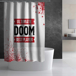 Шторка для душа Doom: красные таблички Best Player и Ultimate, цвет: 3D-принт — фото 2