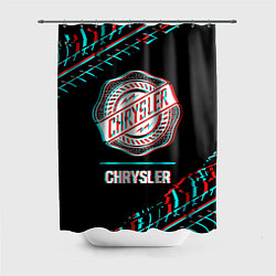 Шторка для душа Значок Chrysler в стиле Glitch на темном фоне, цвет: 3D-принт